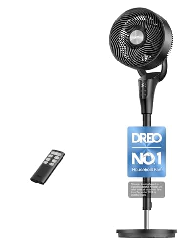 DREO 20 dB Silent Standing Fan for Bedroom, 42" Pedestal Fans with Remote, 90° Oscillating, 90° Manual Vertical Cooling Fan, 8 Speeds, Adjustable Height, 8H Timer, LED Display[Upgraded], Black