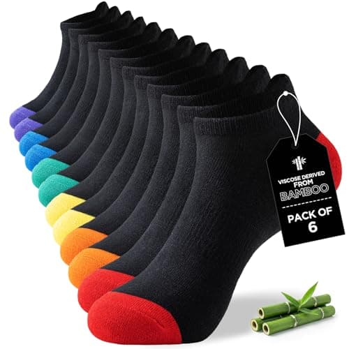 Niorasen Bamboo Trainer Socks for Men and Women - 6 Pairs Ankle Sports Casual Anti-Blister Running Athletic Breathable Low Cut Walking Short