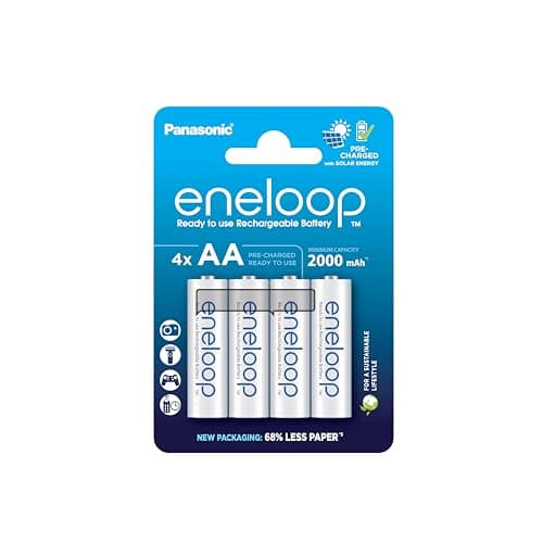 eneloop, AA/Mignon, Rechargeable Battery, Pack of 4, Capacity of 2000 mAh, Ready-to-Use Ni-MH Batteries, 2000 Recharge Cycles, Plastic Free Packaging