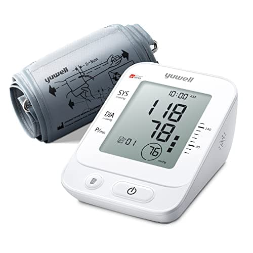 yuwell Blood Pressure Monitor, Extra Large Upper Arm Cuff, Digital BP Machine for Home Use & Pulse Rate Monitoring Meter, Large Display, Voice Broadcasting with Power Adapter and Batteries (YE660E)