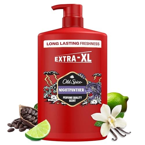 Old Spice Night Panther Men’s Shower Gel & Shampoo 1000ml, Multi-Use 3-in-1 Body-Hair-Face Wash, Long Lasting Freshness, Perfume Quality Scent, Deep Cleansing