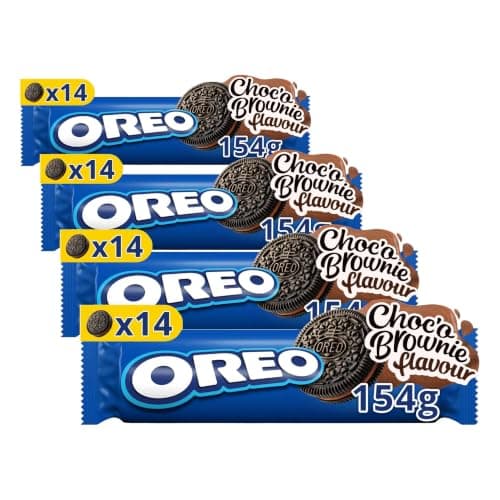 Oreo Sandwich Biscuit Filled with Choco Brownie Batter Flavoured Creme, 154 g (Pack of 4)