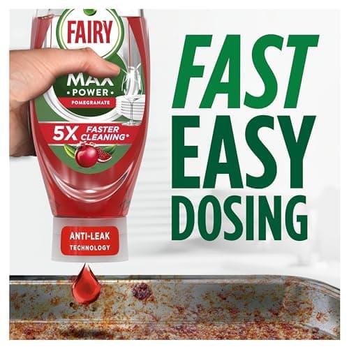 Fairy MaxPower Washing Up Liquid Pomegranate 730 ML, Easy and Effortless Cleaning, Even On Your Greasiest Pots and Pans