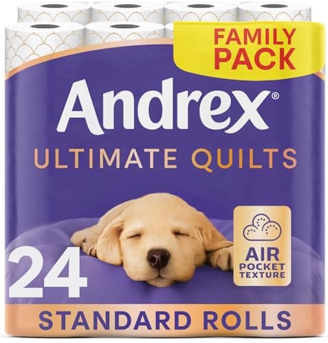 Andrex Ultimate Quilt Toilet Roll - 24 Toilet Rolls, 3-Ply, Bulk Buy, Soft, Thick Sheets, FSC Certified
