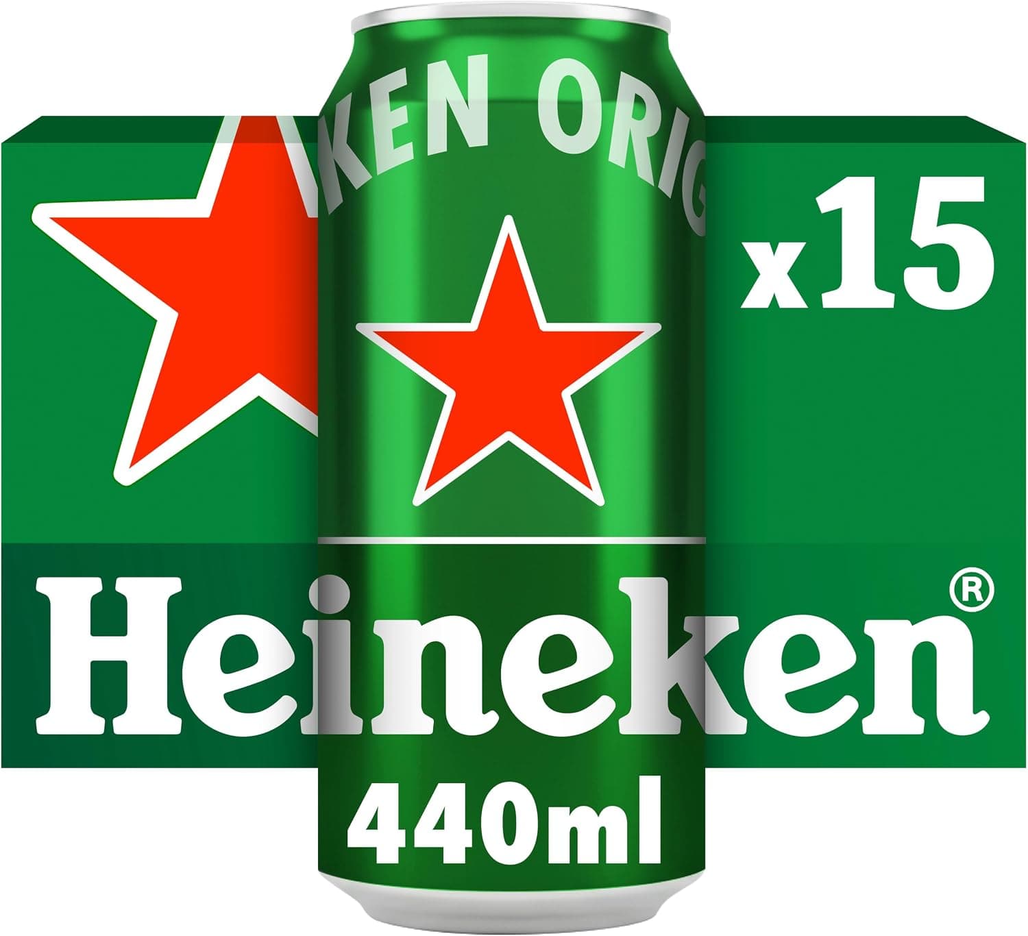 Heineken Lager Beer Cans, 15x 440ml
